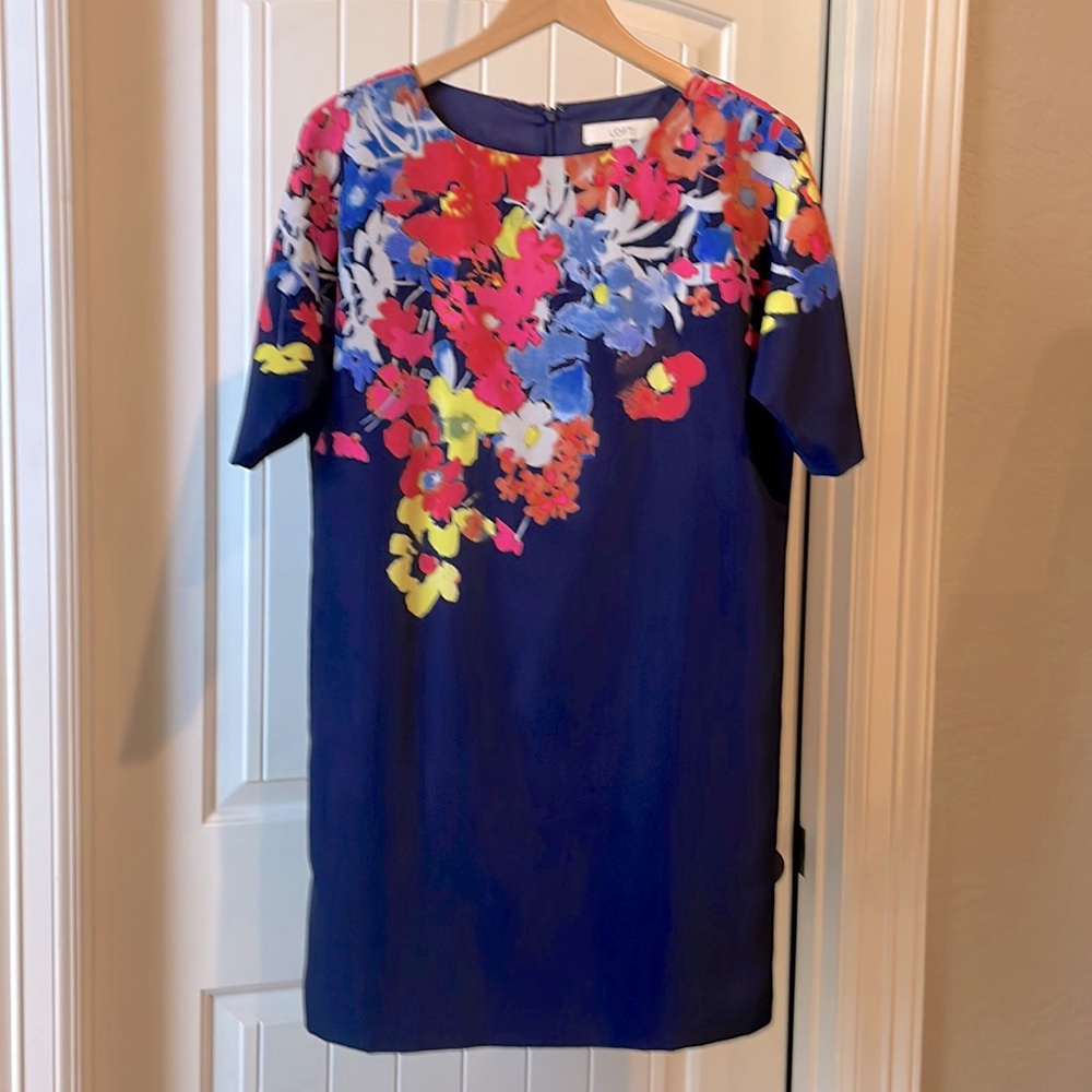 Ann Taylor LOFT Spring Navy Floral Dress Small